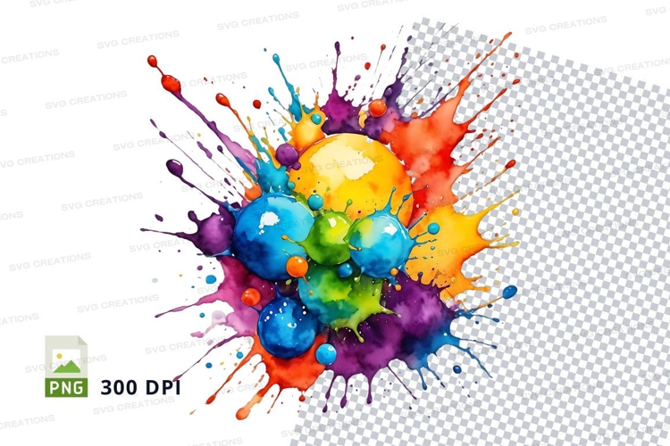Colorful paint splatter clipart png