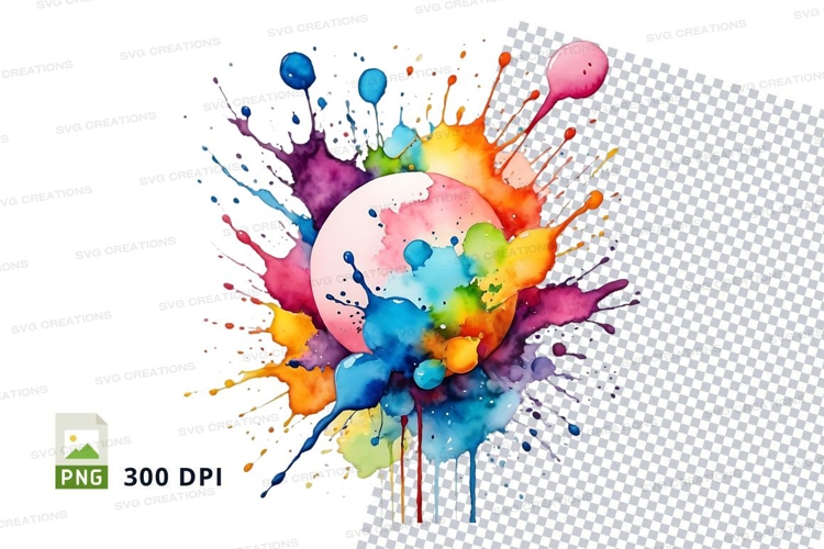 Colorful paint splatter clipart png