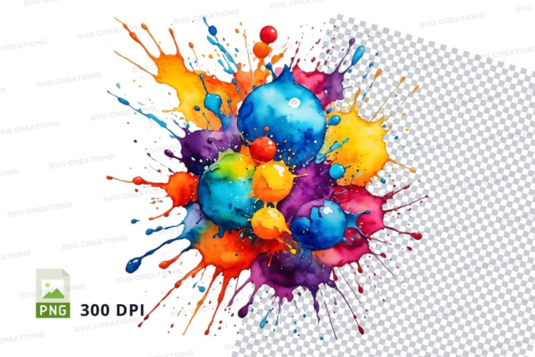 Colorful paint splatter clipart png