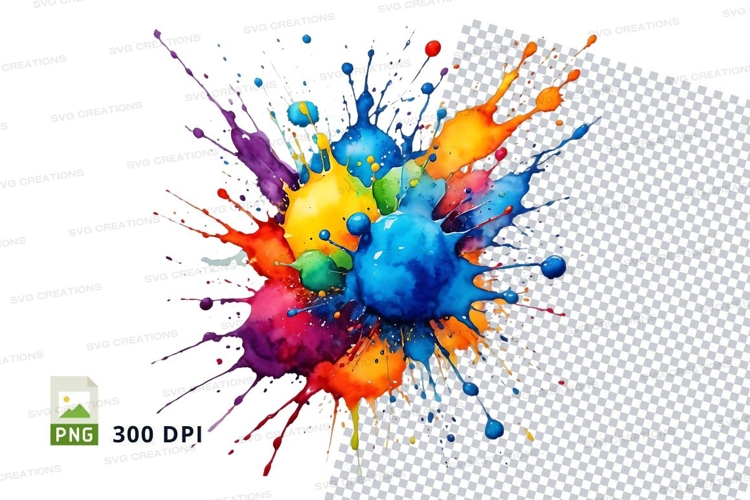 Colorful paint splatter clipart png