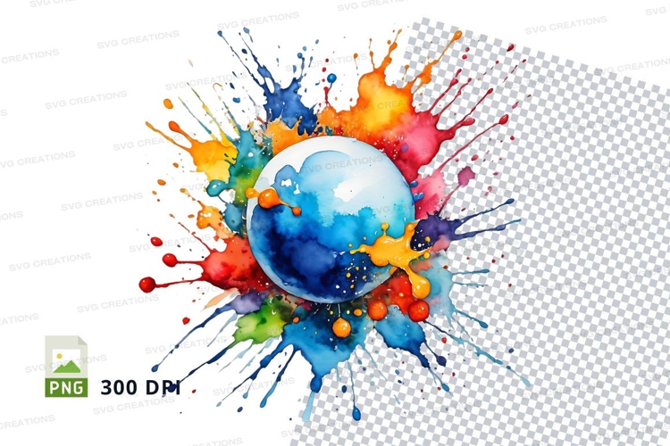 Colorful globe splash mockup