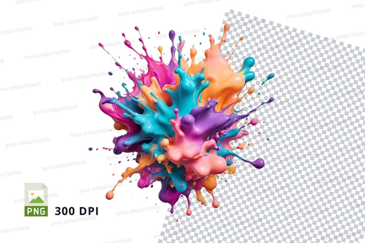 Colorful paint splash clipart png