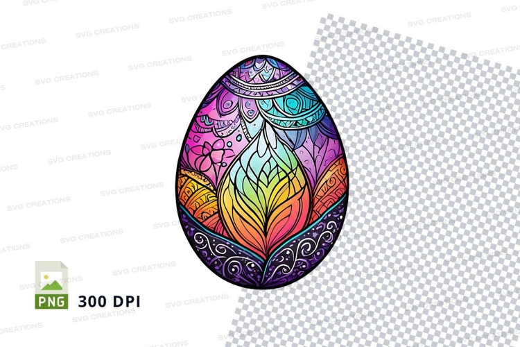 Colorful mandala pattern easter egg clipart png