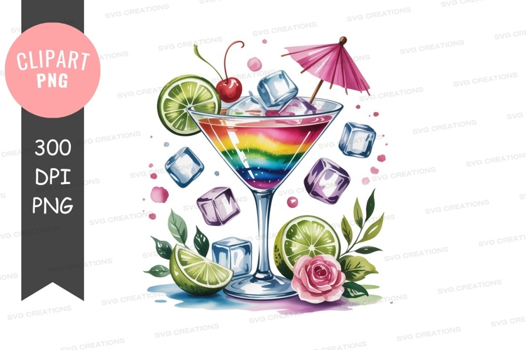 Rainbow cocktail with garnishes