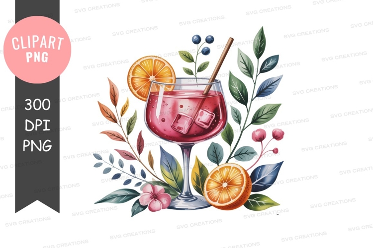 Vibrant cocktail with floral accents