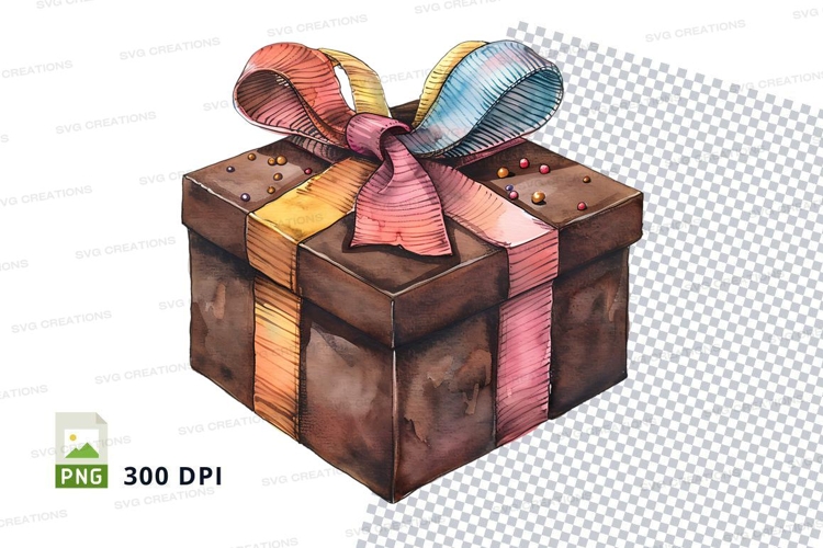 Gift box mockup with rainbow ribbon