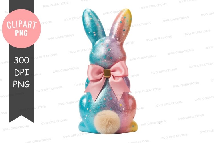 Colorful easter bunny with bow example image 1