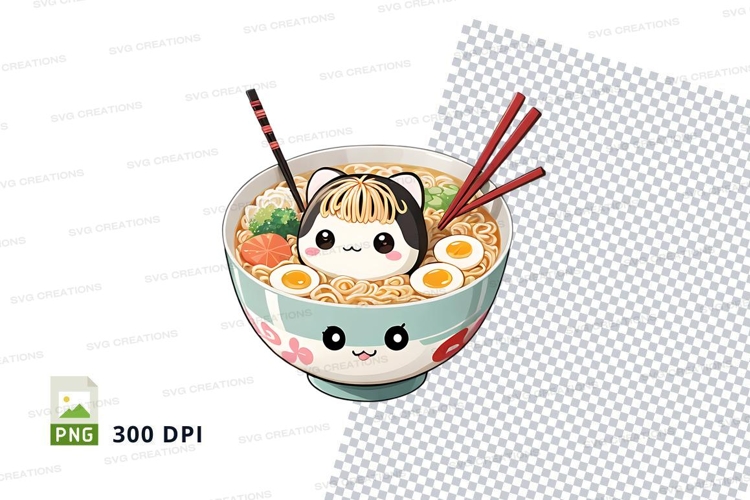 Cute kawaii ramen bowl clipart png