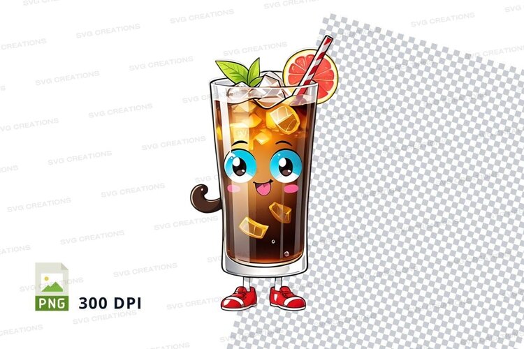 Cartoon iced coffee drink mockup example image 1