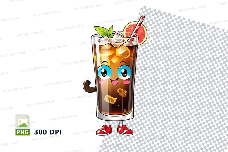 Cartoon iced coffee drink mockup