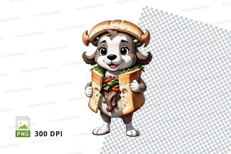 Cartoon ram holding sandwich mockup