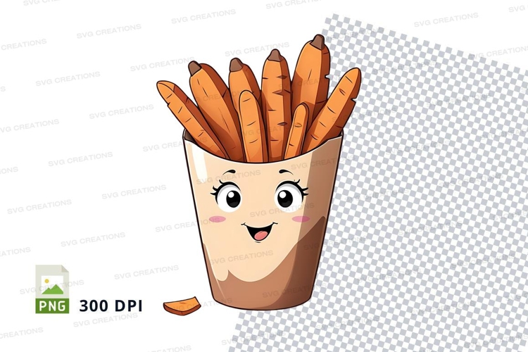Cartoon fries in a bucket mockup