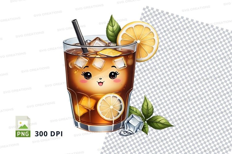 Cute iced tea glass mockup example image 1