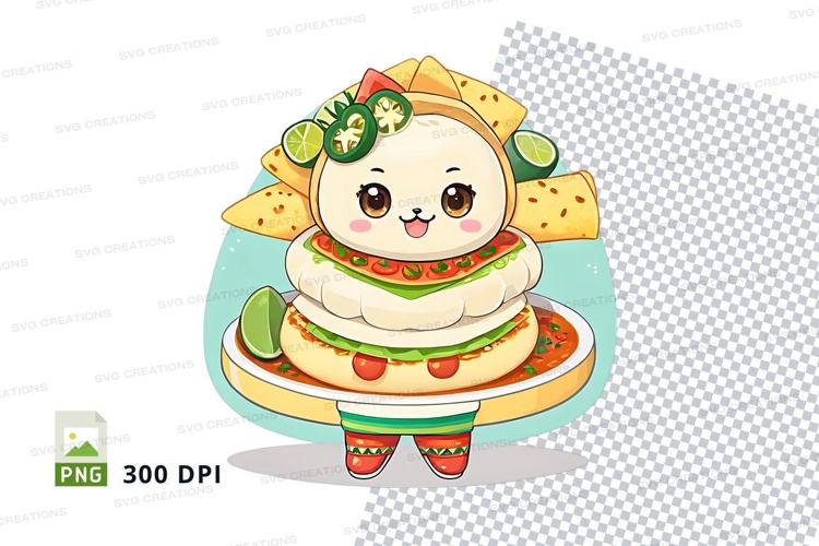 Cartoon cat taco illustration