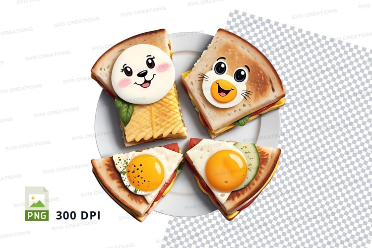 Sandwich and egg character design mockup