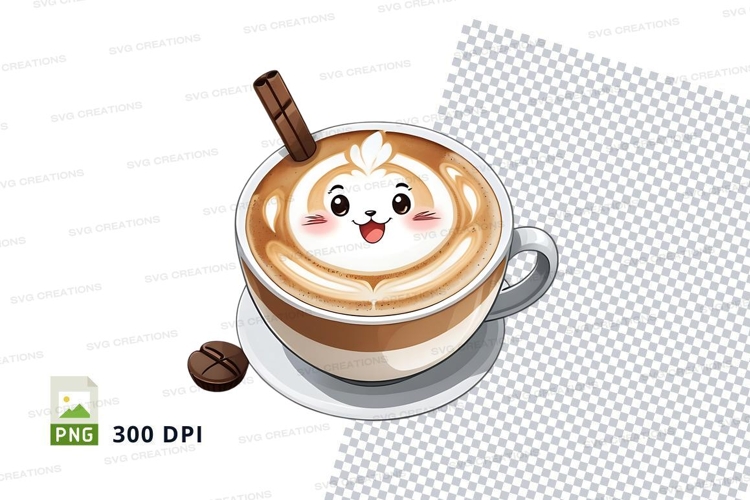 Coffee cup with cat latte art mockup
