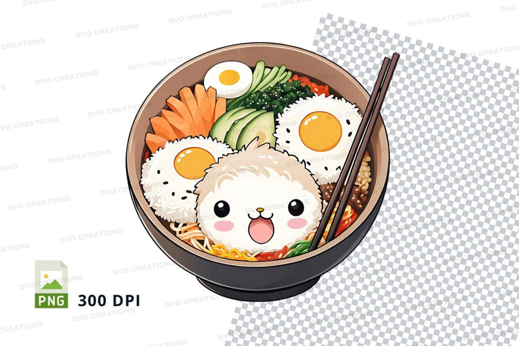 Bowl of ramen with kawaii character