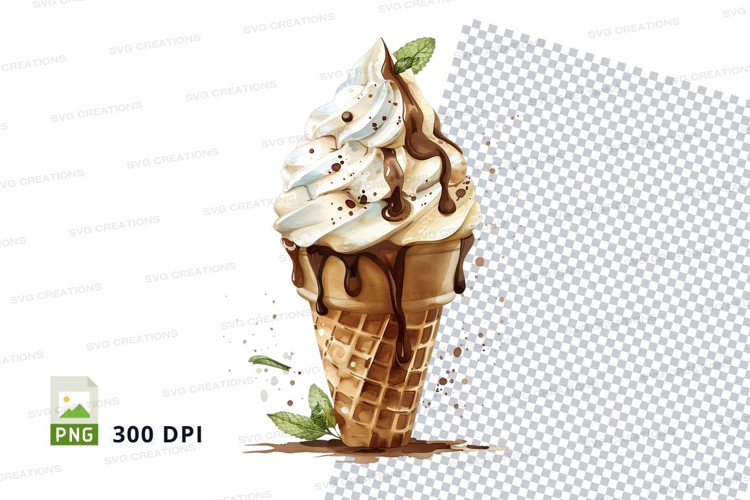 Ice cream cone mockup with chocolate drizzle