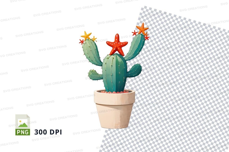 Illustrated cactus in pot clipart