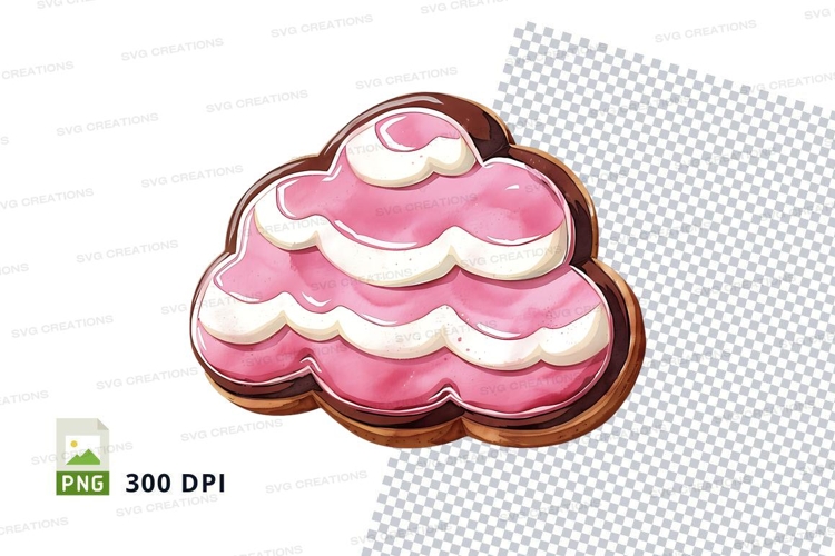 Pink frosted donut with white icing swirls mockup