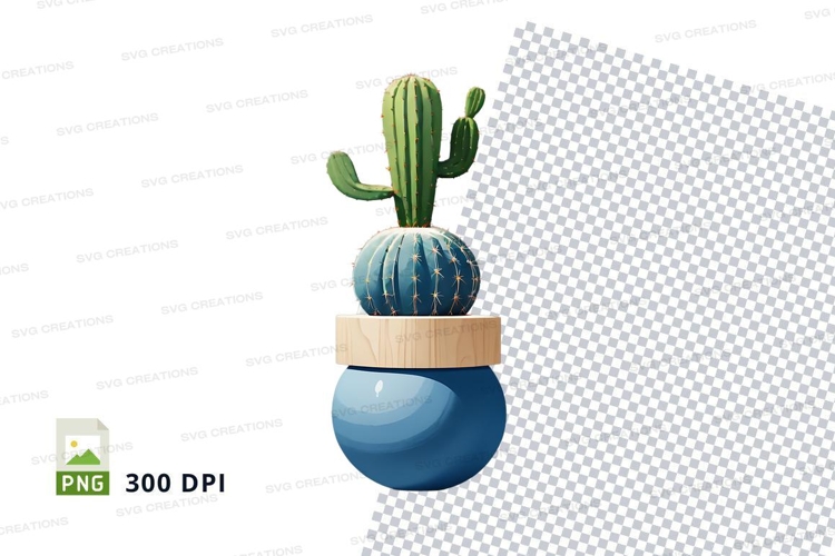 Clipart png of a cactus in a blue pot