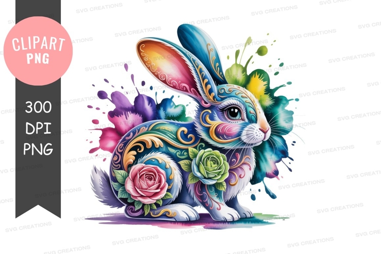 Colorful rabbit clipart png
