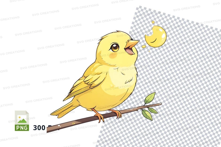 Yellow bird clipart eating apple