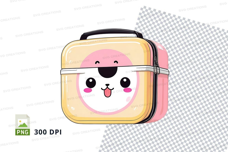 Lunch box mockup with cute cartoon face design