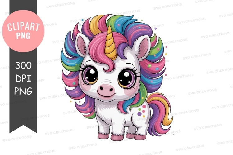 Colorful unicorn clipart png example image 1