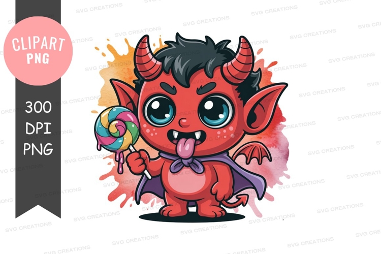 Cute little devil with lollipop