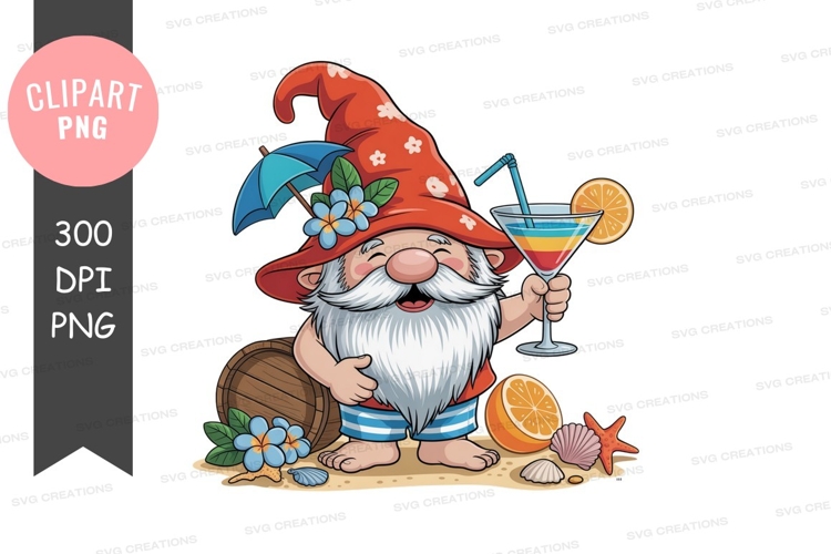 Beach gnome with cocktail