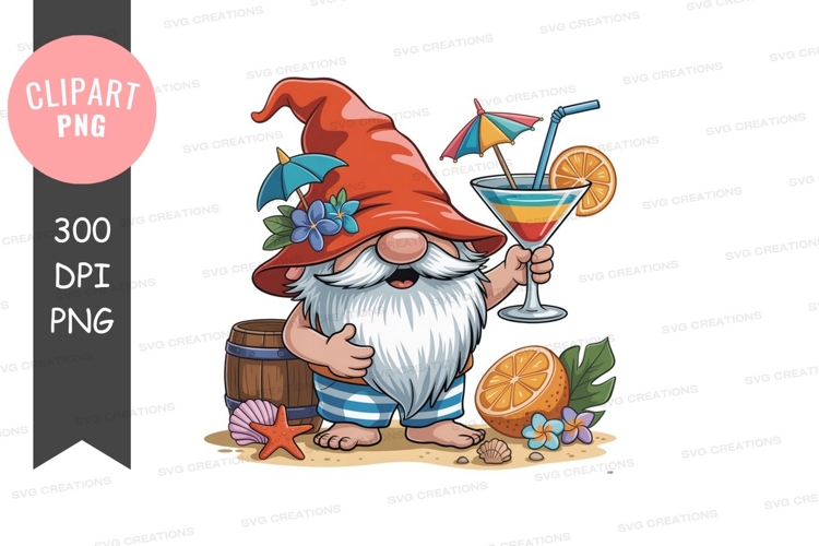 Beach gnome with cocktail