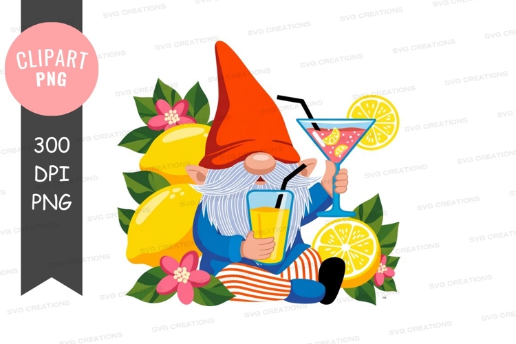 Gnome enjoying summer drinks