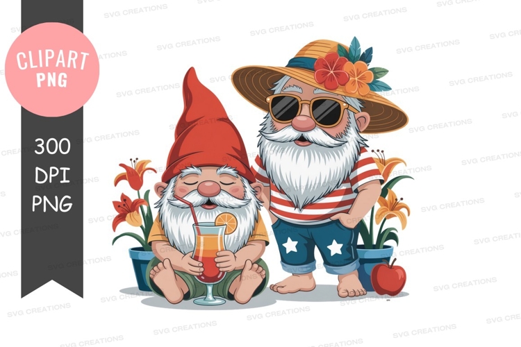 Two gnomes enjoying summer