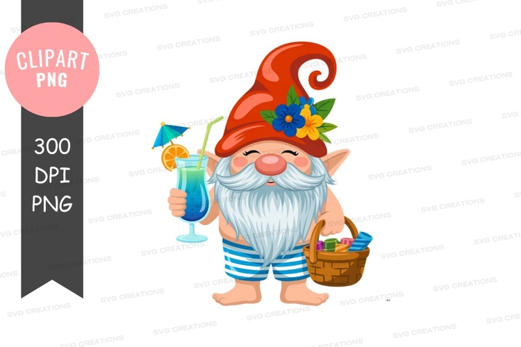 Summer gnome with cocktail