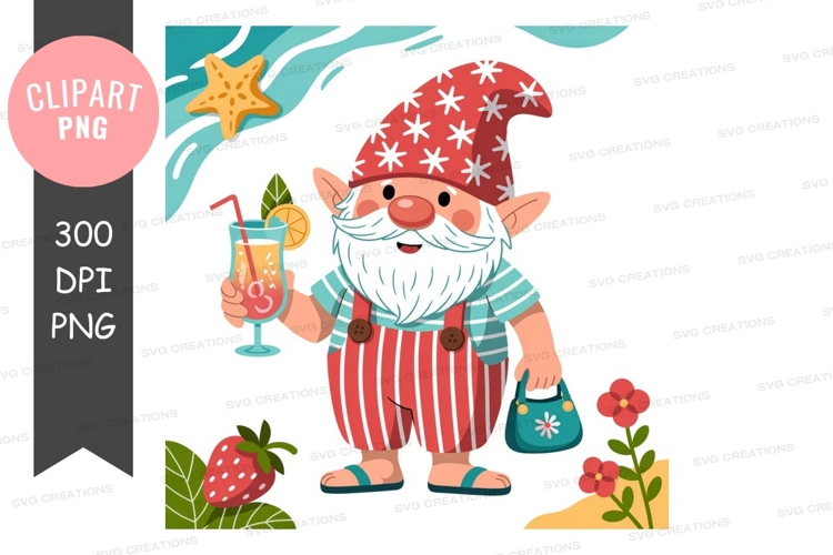 Beach gnome with cocktail