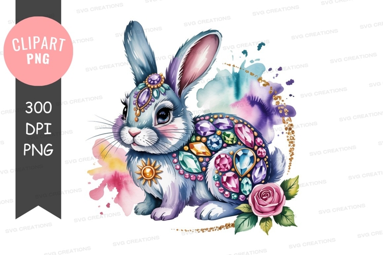 Decorative easter bunny with jewel egg