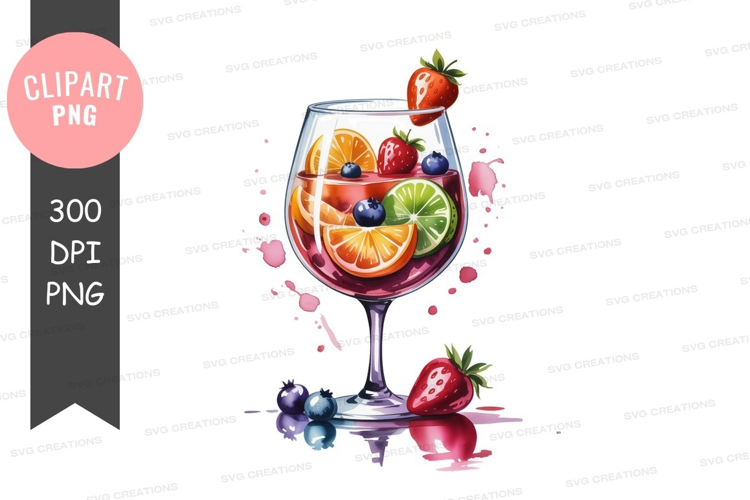 Vibrant fruit cocktail in a wine glass