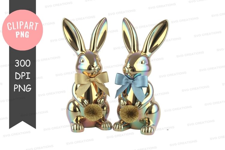 Golden easter bunny figurines example image 1