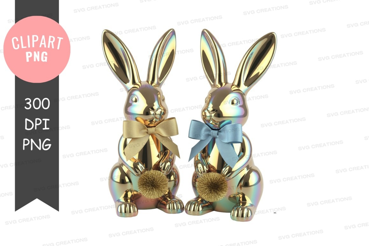Golden easter bunny figurines