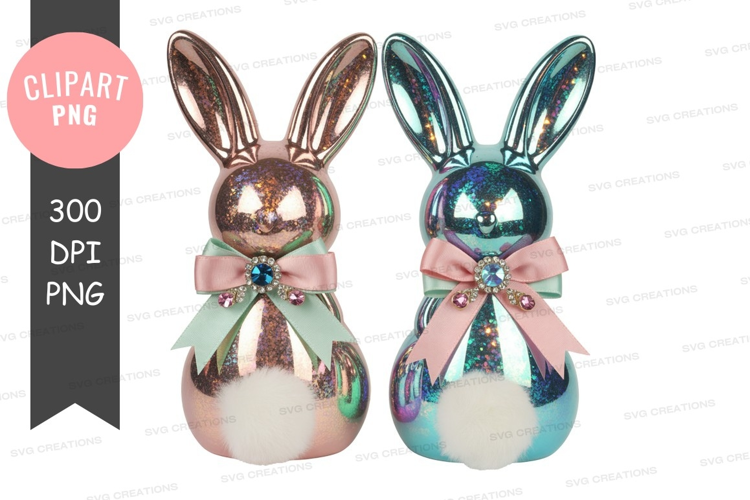 Shimmering easter bunny figurines