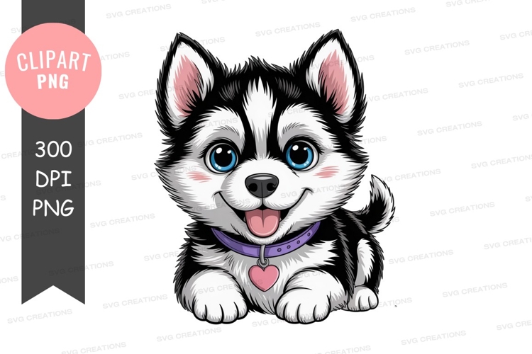 Cute husky puppy clipart png