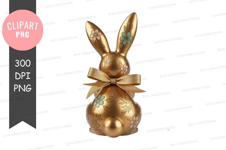 Golden easter bunny with bow