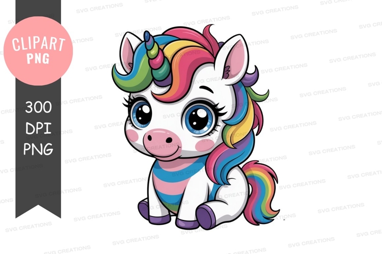 Colorful unicorn clipart png