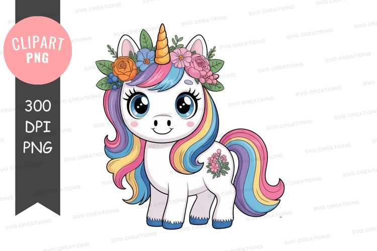 Colorful unicorn clipart png