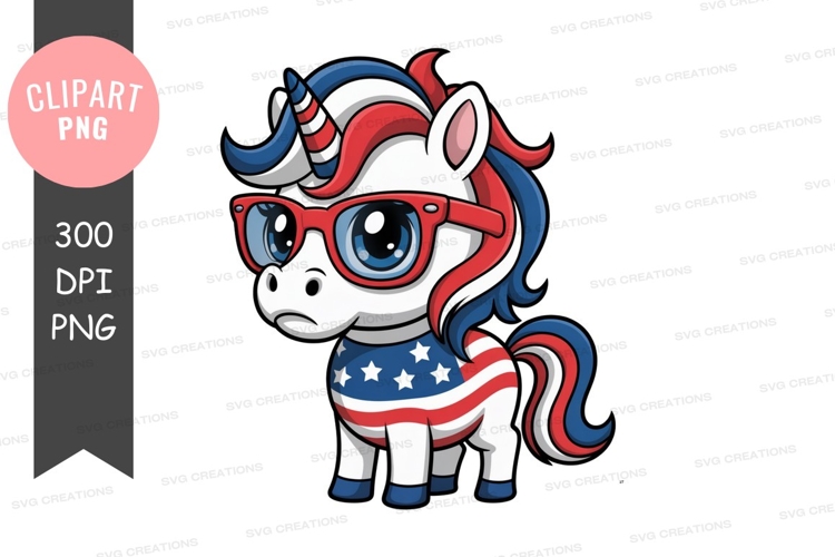 Patriotic unicorn clipart png