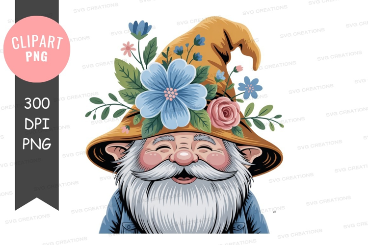 Whimsical gnome with floral hat