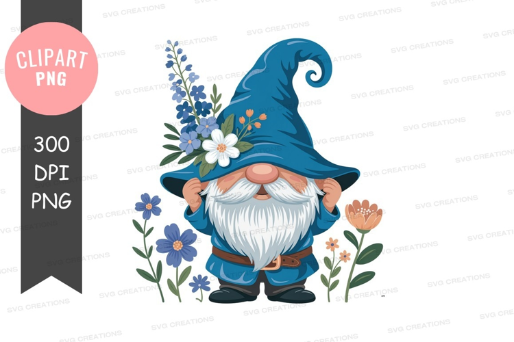 Whimsical gnome with floral hat