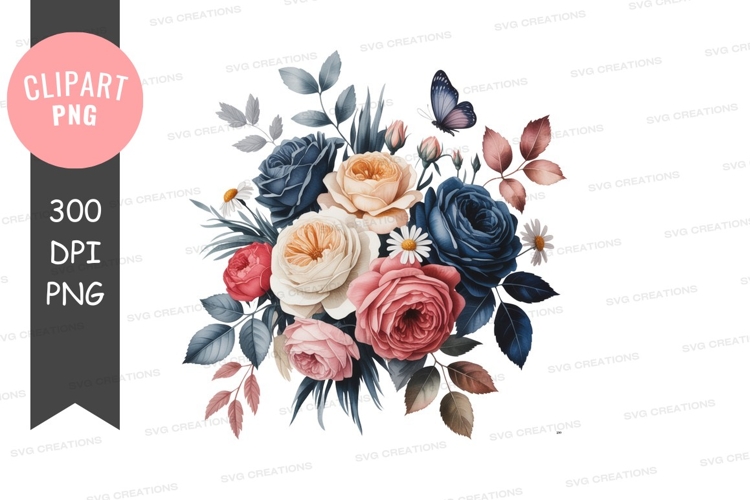 Floral bouquet with butterfly