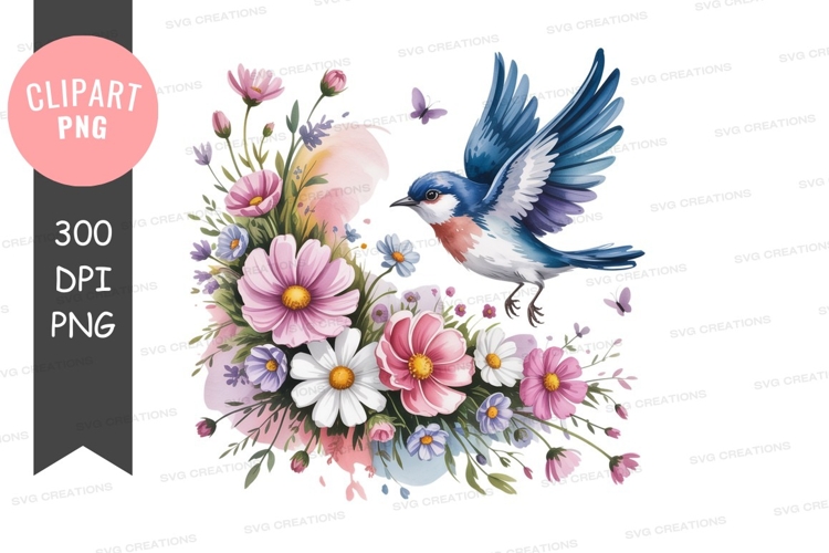Blue Flowers Clipart Image 6